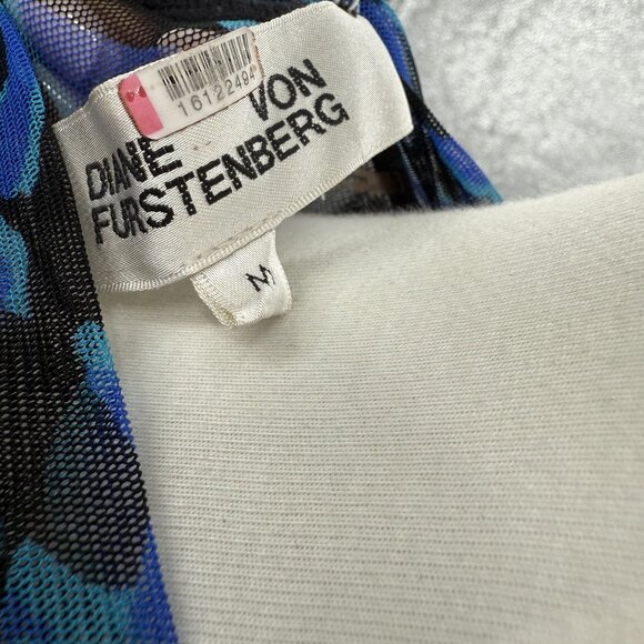 Diane Von Furstenberg Blue & Black Long-Sleeve Maxi Dress Medium - Picture 5 of 13